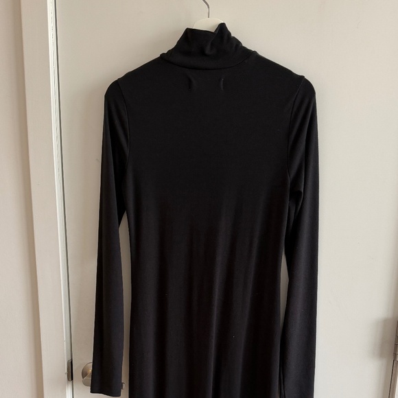 Free People Good Feels Mockneck Midi Dress- BLACK COLOR - Picture 3 of 5